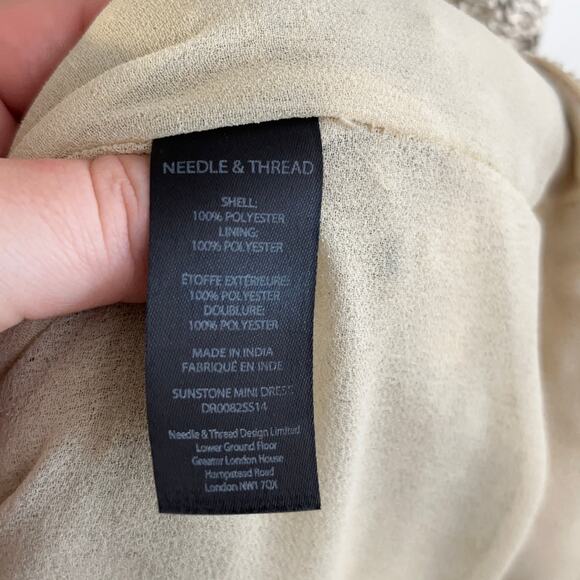 NEEDLE & THREAD Sunstone Mini Dress Gold White Sequins {J39} - Picture 5 of 7